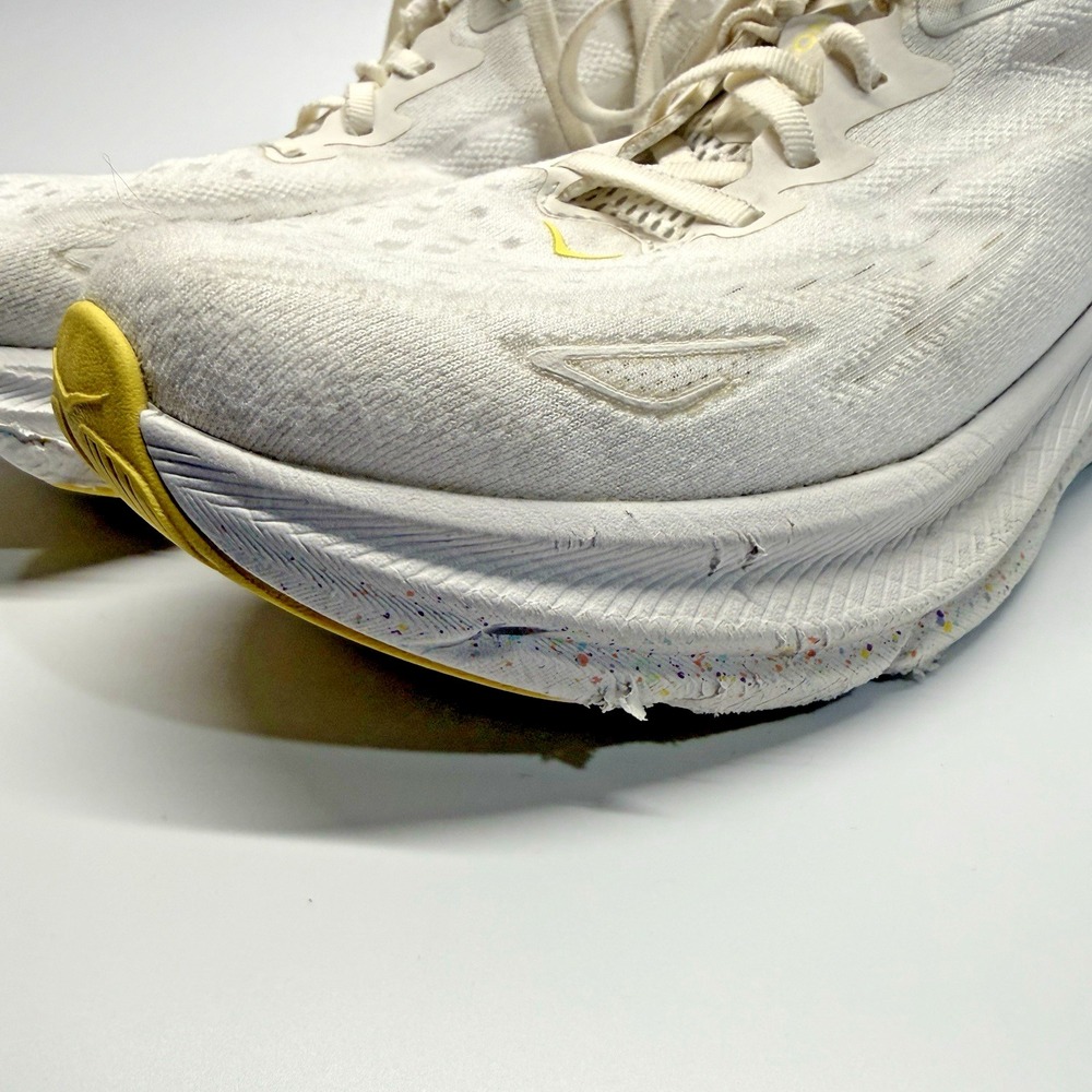 Hoka One One Clifton 9 Womens 9.5 B White Yellow Running Shoes Sneakers - Picture 4 of 16